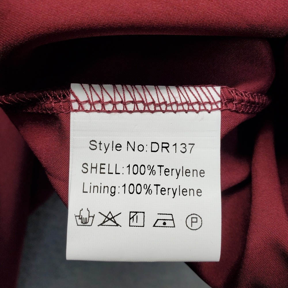 Exlura Dress Womens Medium Burgundy Balloon Sleeve Square Neck Smocked Back Zip - Picture 8 of 11